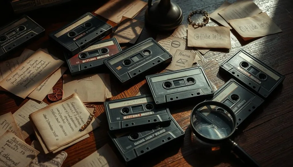 Cassette tapes for deciphering clues
