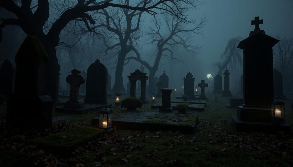 Hidden object scene exploration in the cemetery