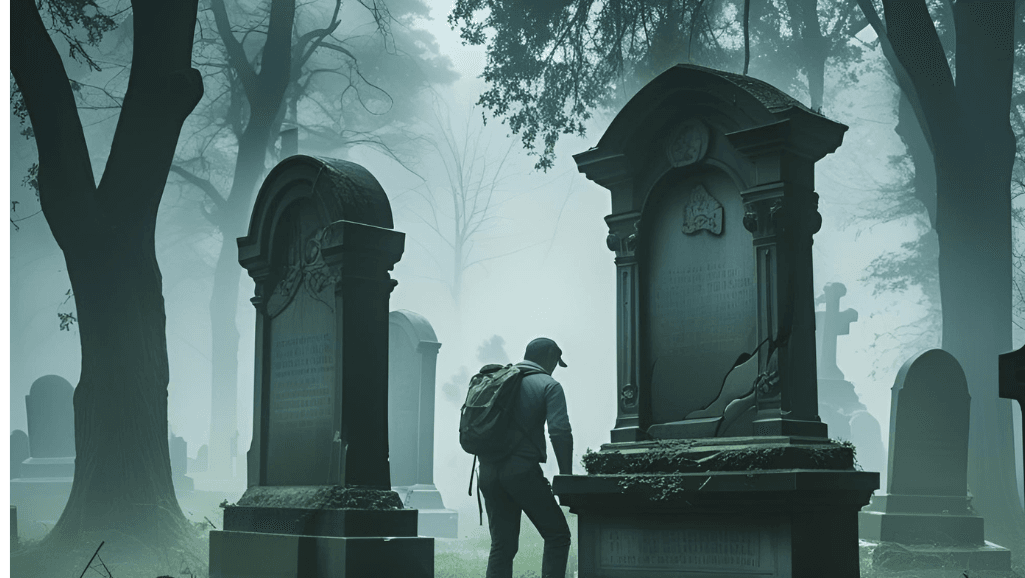 Hidden object scene exploration in the cemetery