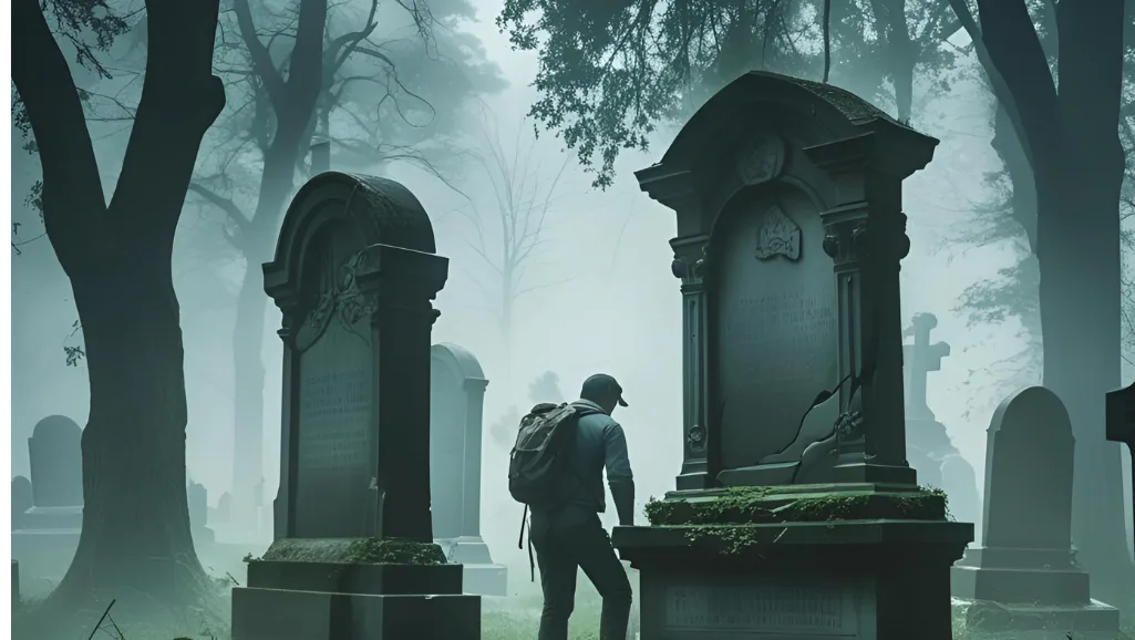 A shadowy figure emerges from the darkness, their eyes glowing with a sinister intensity. In the foreground, a decrepit mobile device displays a haunting game interface, its pixels flickering ominously. The background is shrouded in a hazy, eerie atmosphere, with the distant silhouettes of abandoned buildings and a foreboding sky. Dramatic lighting casts deep shadows, creating a sense of unease and tension. The overall composition evokes a sense of impending dread, perfectly capturing the essence of "story horror mobile games" that linger in the player's mind long after the experience has ended.