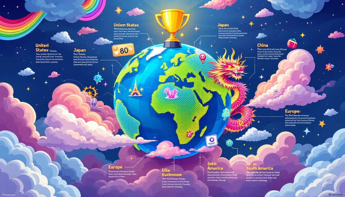 Top 10 Most Played Mobile Games of 2025: Must-Try Hits 2 A map highlighting regional favorites in mobile gaming across different countries.