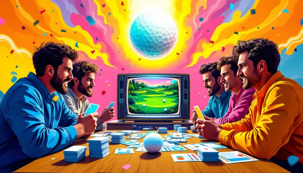 Players engaged in the gameplay of a golf card game.