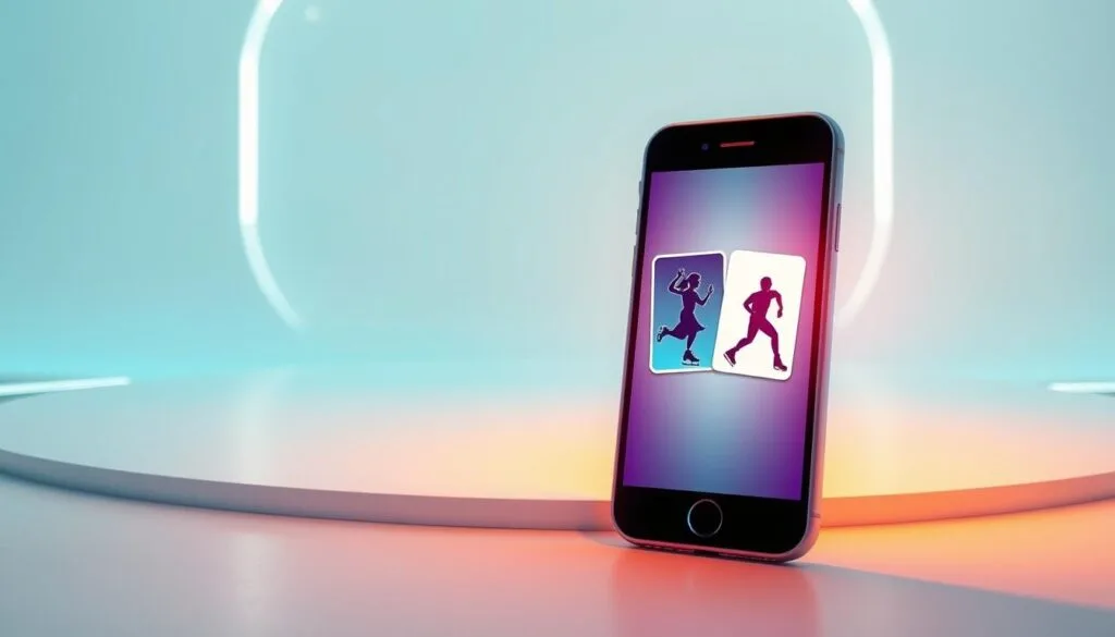 A vibrant, dynamic scene of a smartphone display showcasing a collection of captivating card, sports, and skating games. The foreground features the phone's screen, showcasing three distinct game icons - a deck of cards, a figure skater, and a basketball. The screen is lit with a warm, inviting glow, drawing the viewer's attention. The middle ground depicts a minimalist, futuristic environment with sleek, monochromatic surfaces and clean lines, suggesting a high-tech, modern setting. The background subtly fades into a soft, gradient-based landscape, adding depth and visual interest. The overall mood is one of excitement, interactivity, and the promise of endless, bite-sized entertainment, perfectly capturing the essence of the "Card, sports, and skating: bite-size fun with big replay value" section.