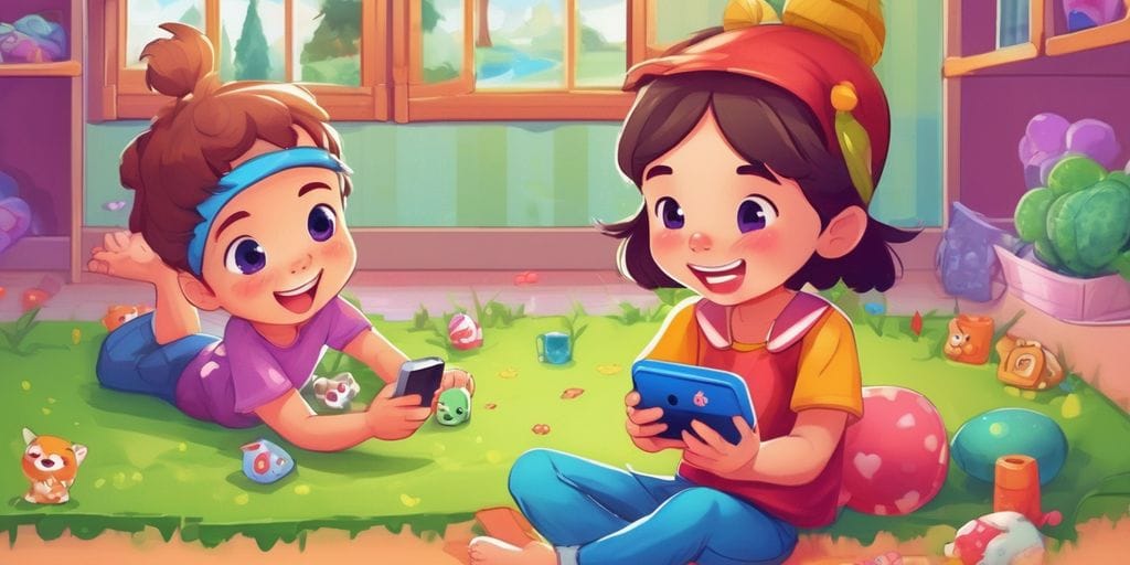 children playing mobile games children playing mobile games