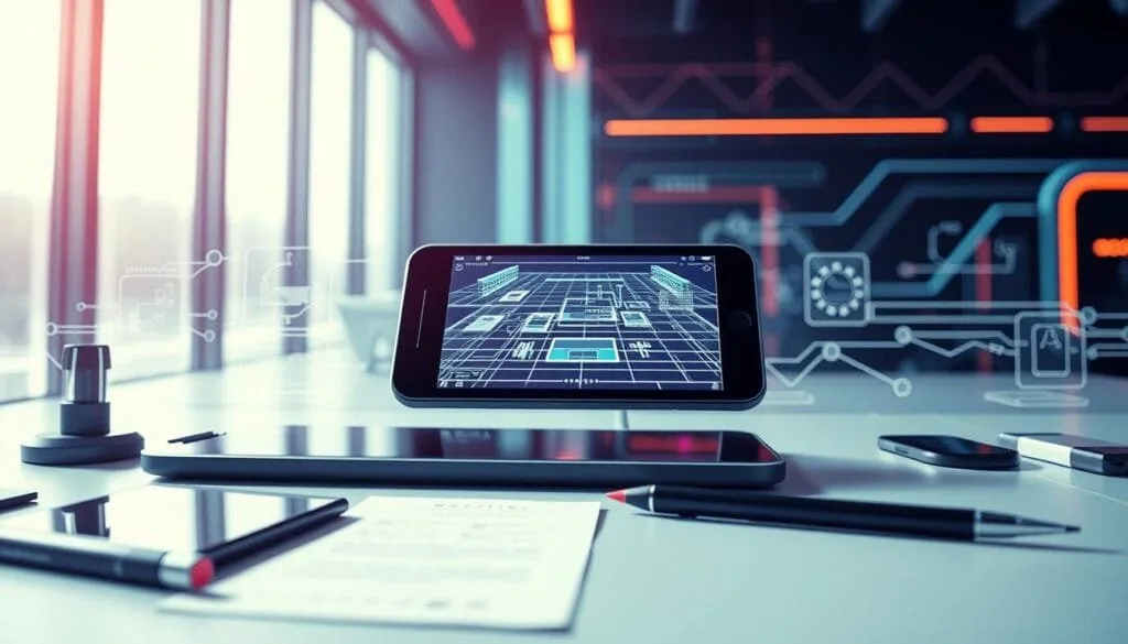 The scene conveys a sense of precision, fluidity, and immersion, showcasing the technical prowess and design excellence that elevates the user experience. Subtle highlights and shadows accentuate the tactile nature of the interaction, while the overall composition emphasizes the centrality of touch in delivering a high-performance, visually captivating gaming session.