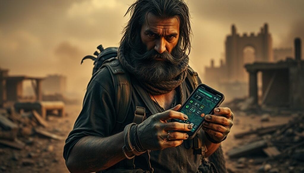 Mobile gaming controller and peripherals on a desk